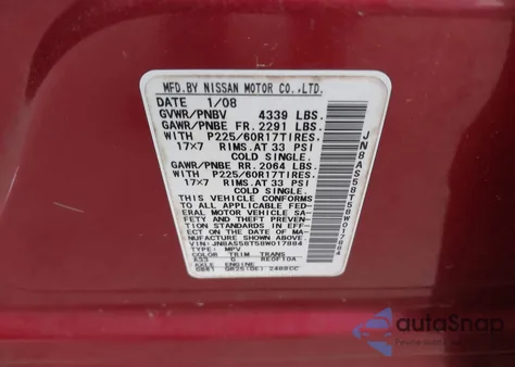 2008 Nissan Rogue Sl z USA, uszkodzony, nr VIN JN8AS58T58W017884